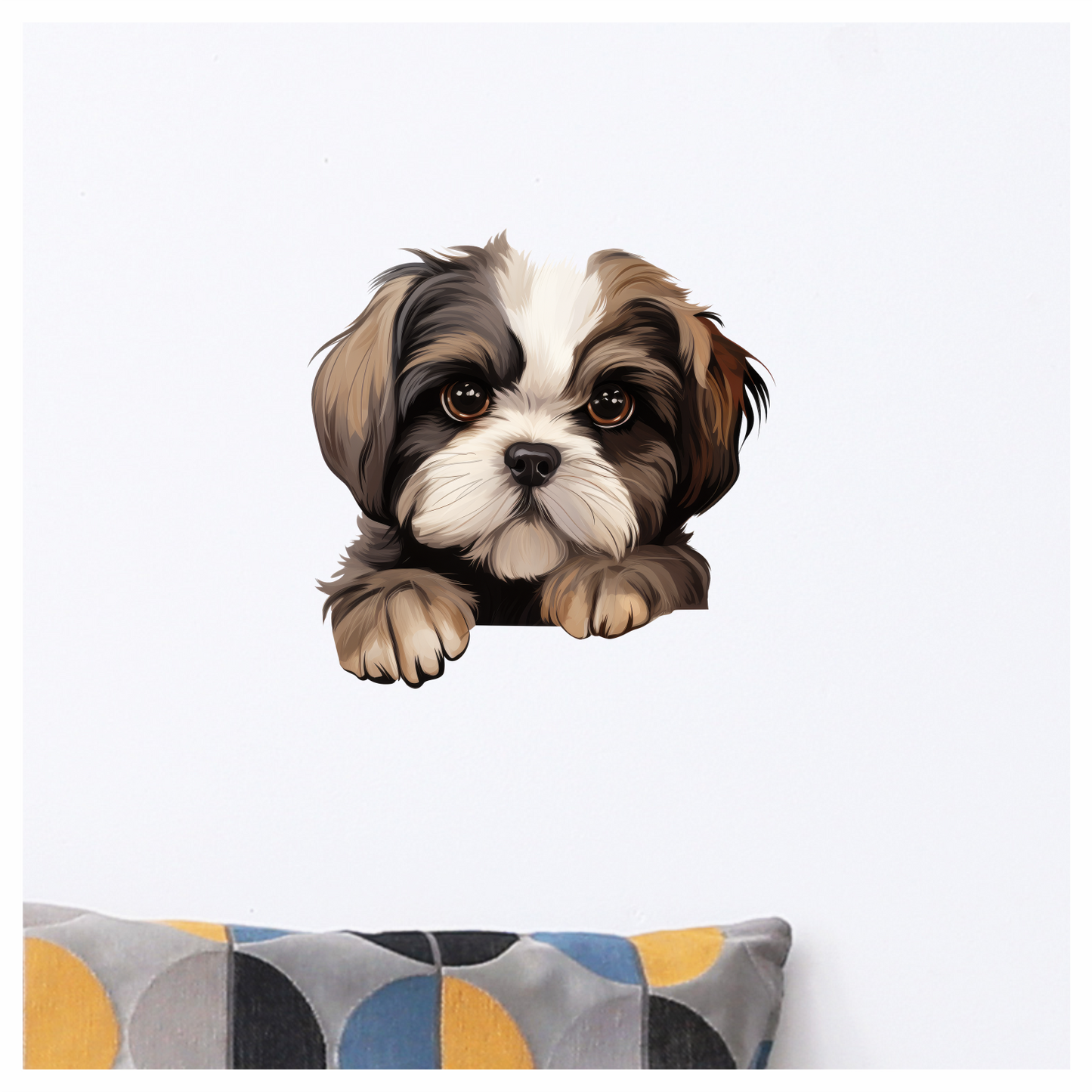 Brown White Dog ShihTzu Puppy Vinyl Sticker Decal