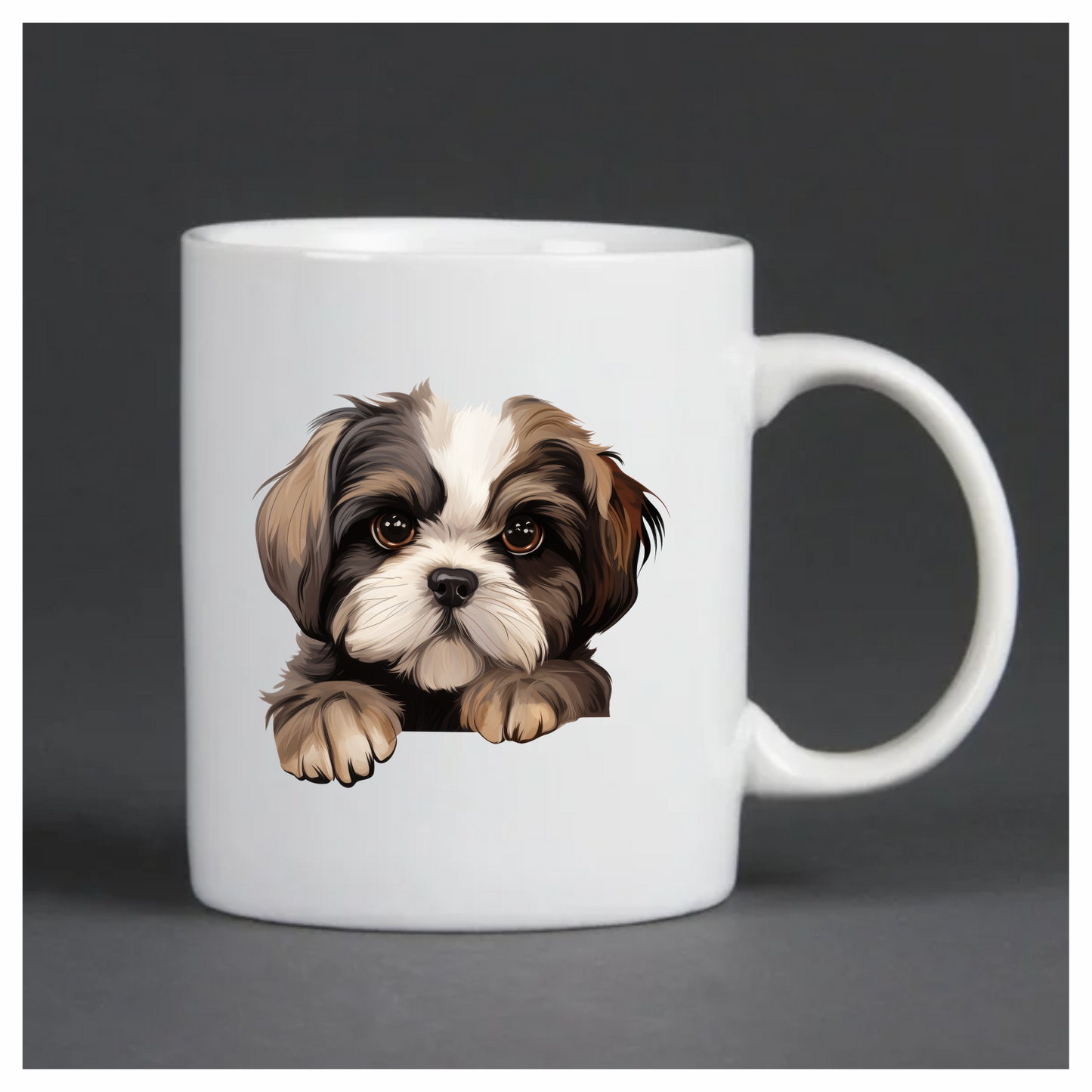 Brown White Dog ShihTzu Puppy Vinyl Sticker Decal