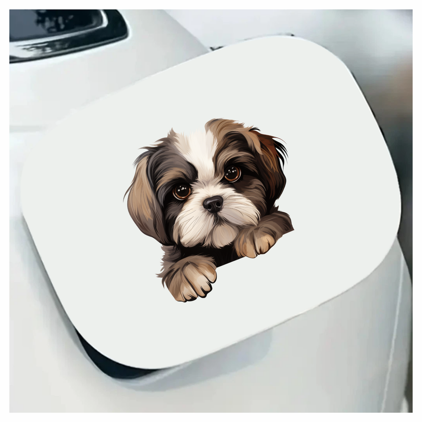 Brown White Dog ShihTzu Puppy Vinyl Sticker Decal