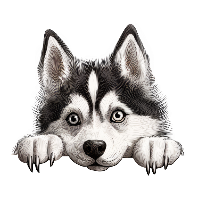 Black White Husky Dog Cute Vinyl Sticker Decal