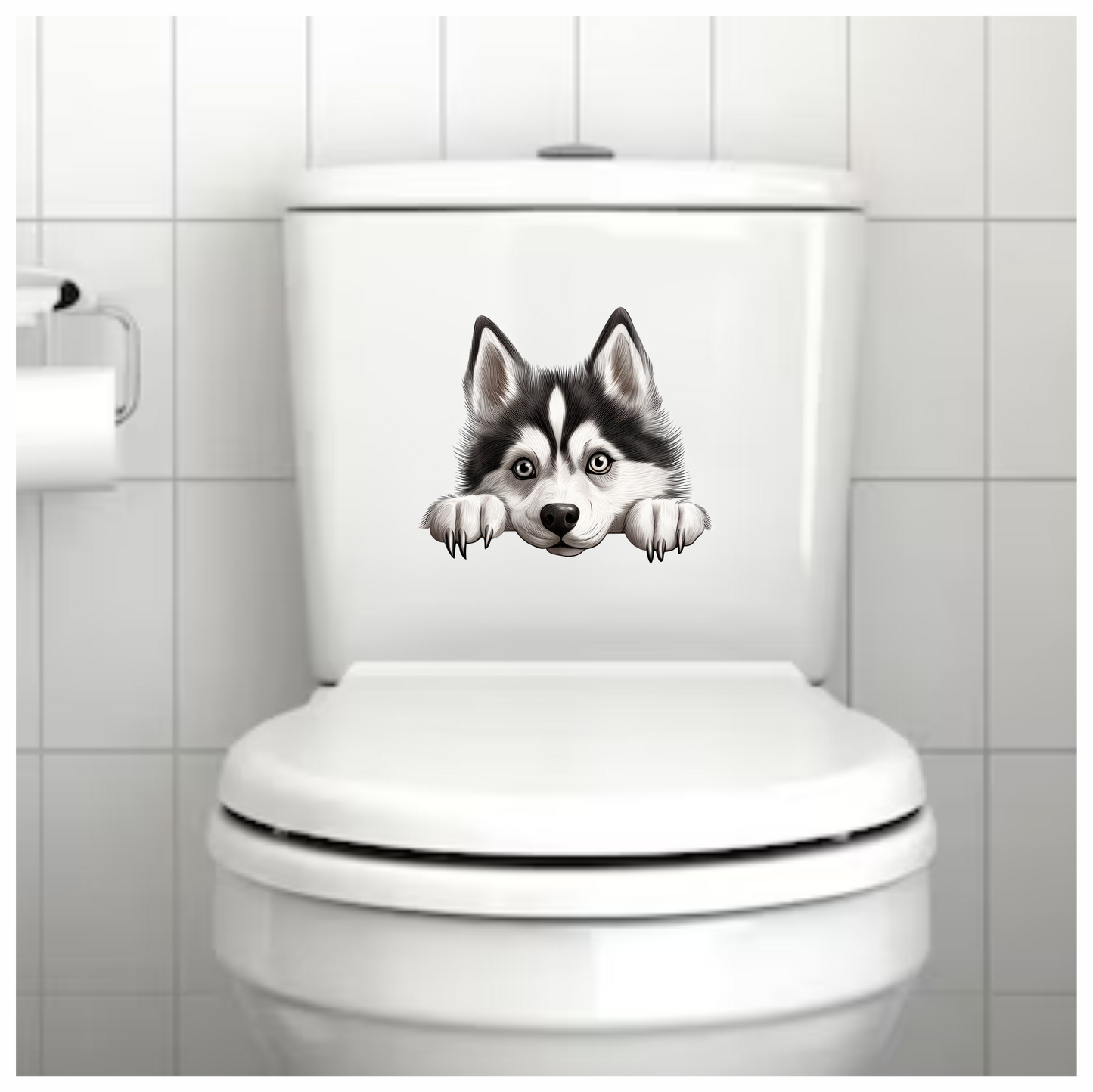 Black White Husky Dog Cute Vinyl Sticker Decal