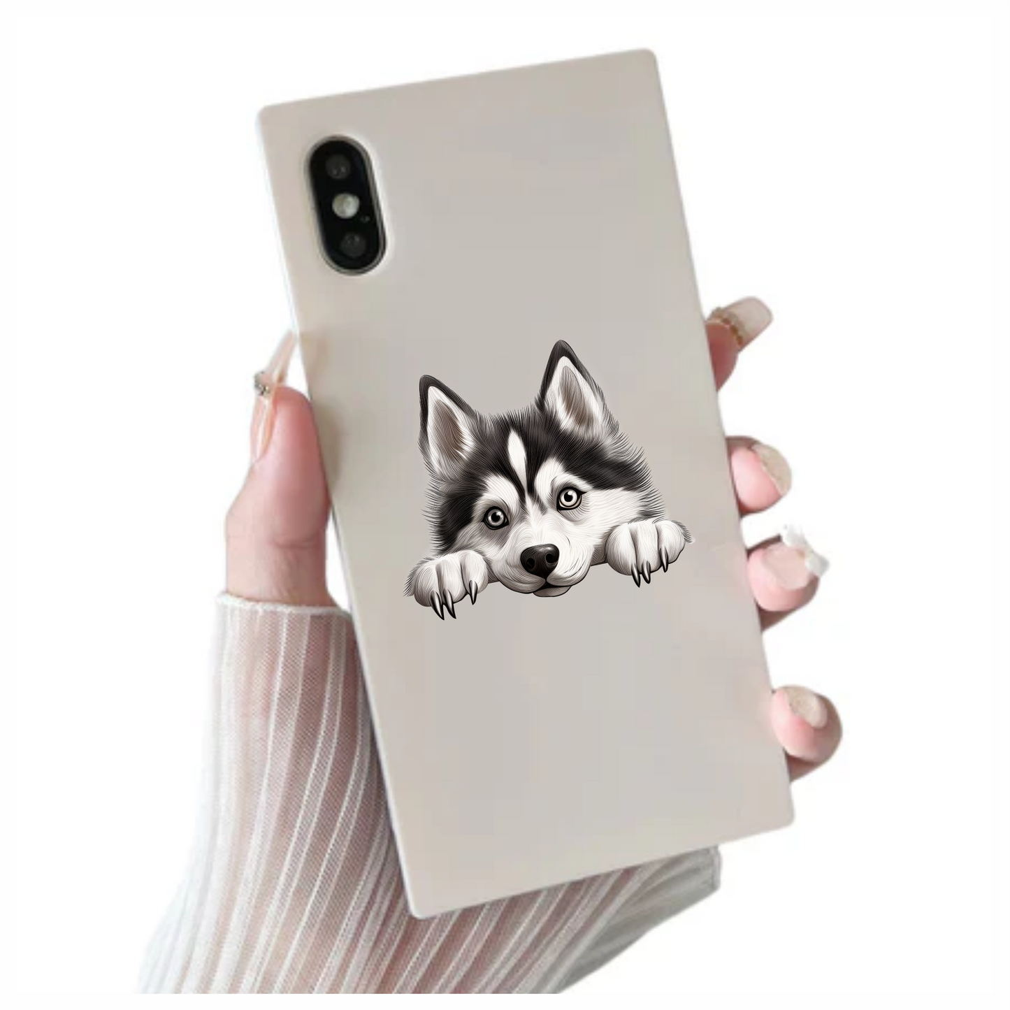 Black White Husky Dog Cute Vinyl Sticker Decal