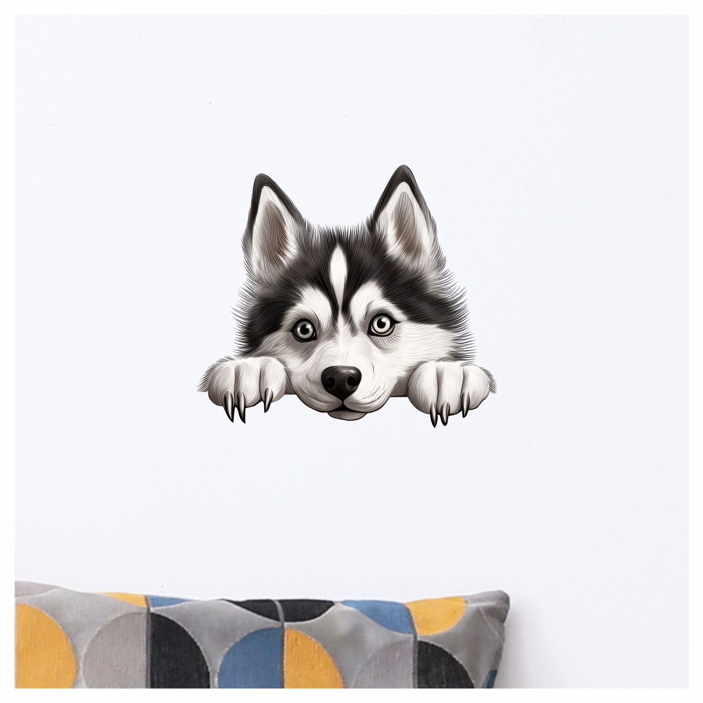 Black White Husky Dog Cute Vinyl Sticker Decal