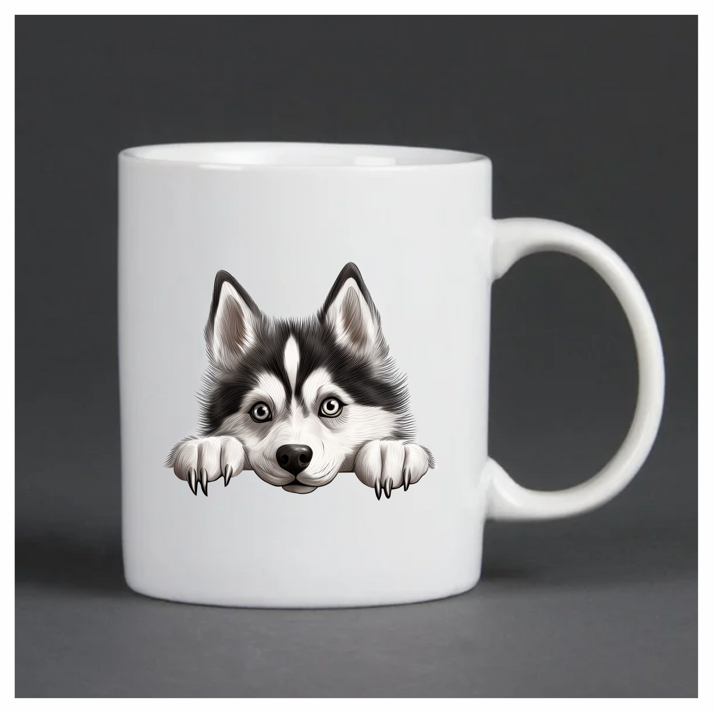 Black White Husky Dog Cute Vinyl Sticker Decal