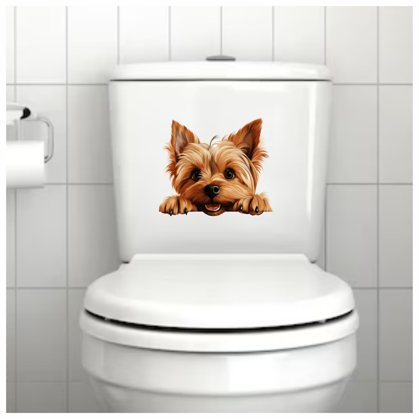Brown Cute Dog Yorkshire Terrier Smiling Vinyl Sticker Decal