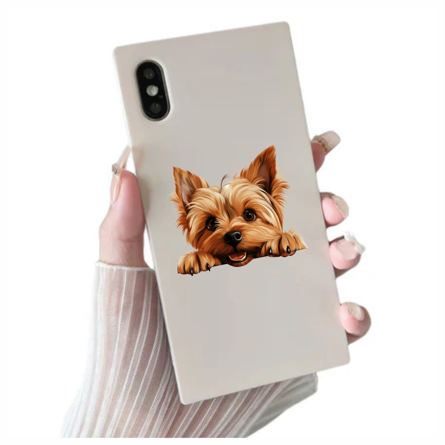 Brown Cute Dog Yorkshire Terrier Smiling Vinyl Sticker Decal