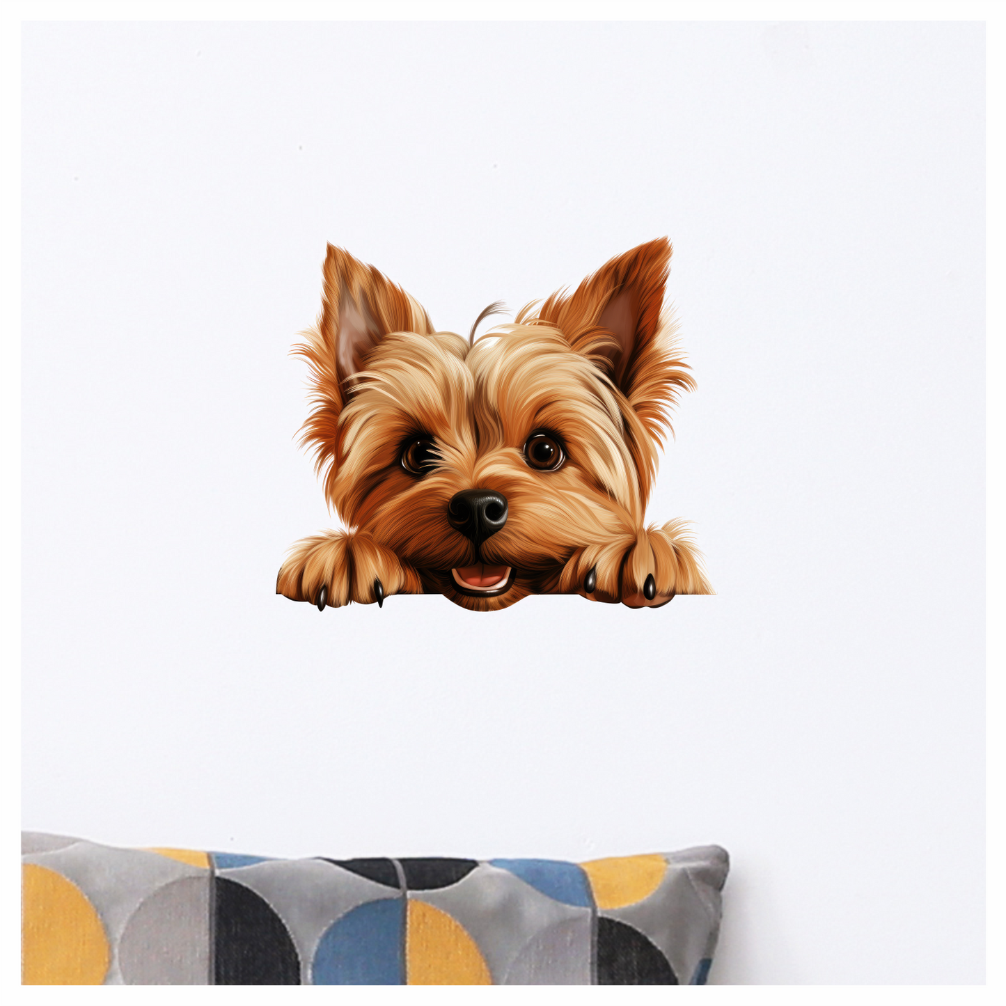 Brown Cute Dog Yorkshire Terrier Smiling Vinyl Sticker Decal