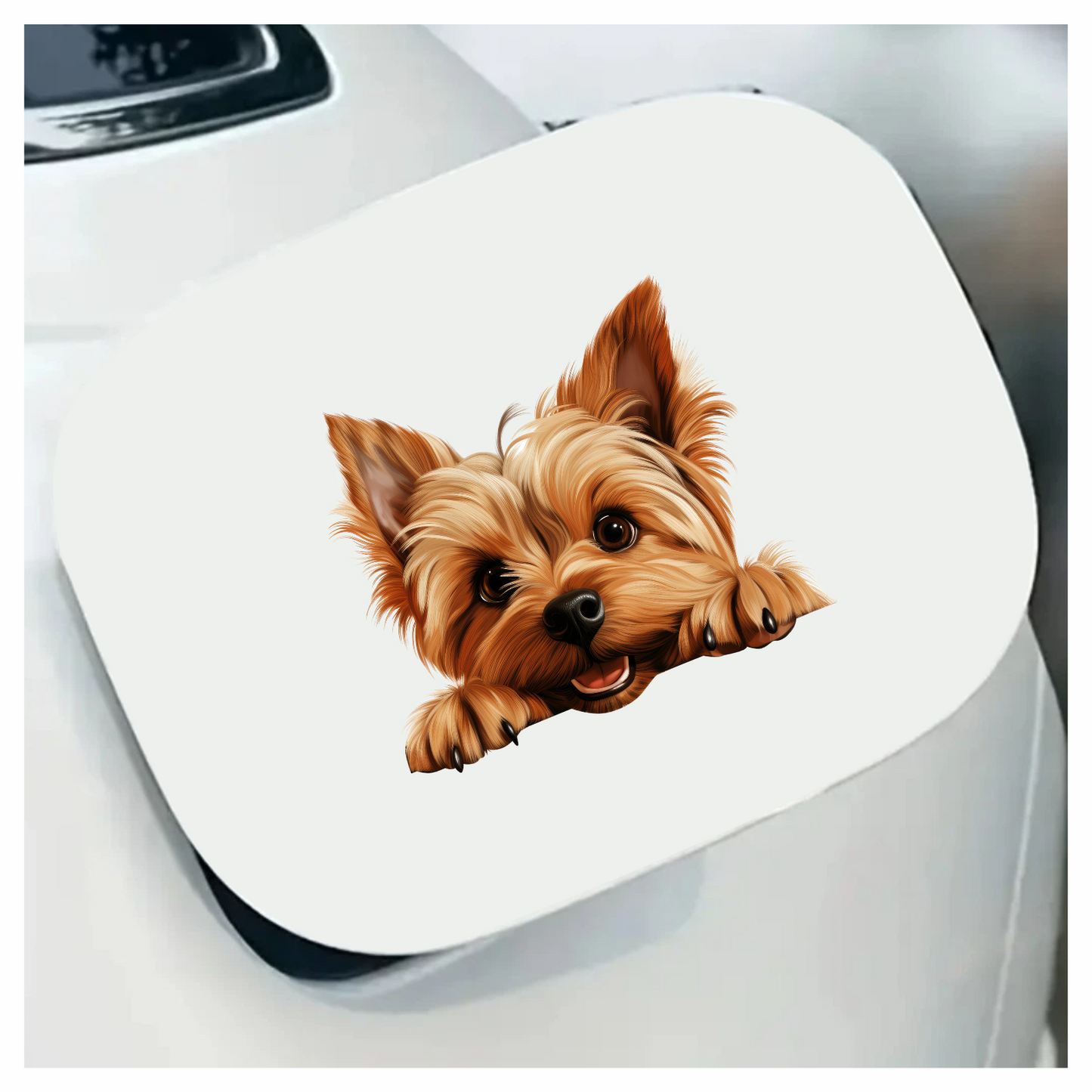 Brown Cute Dog Yorkshire Terrier Smiling Vinyl Sticker Decal