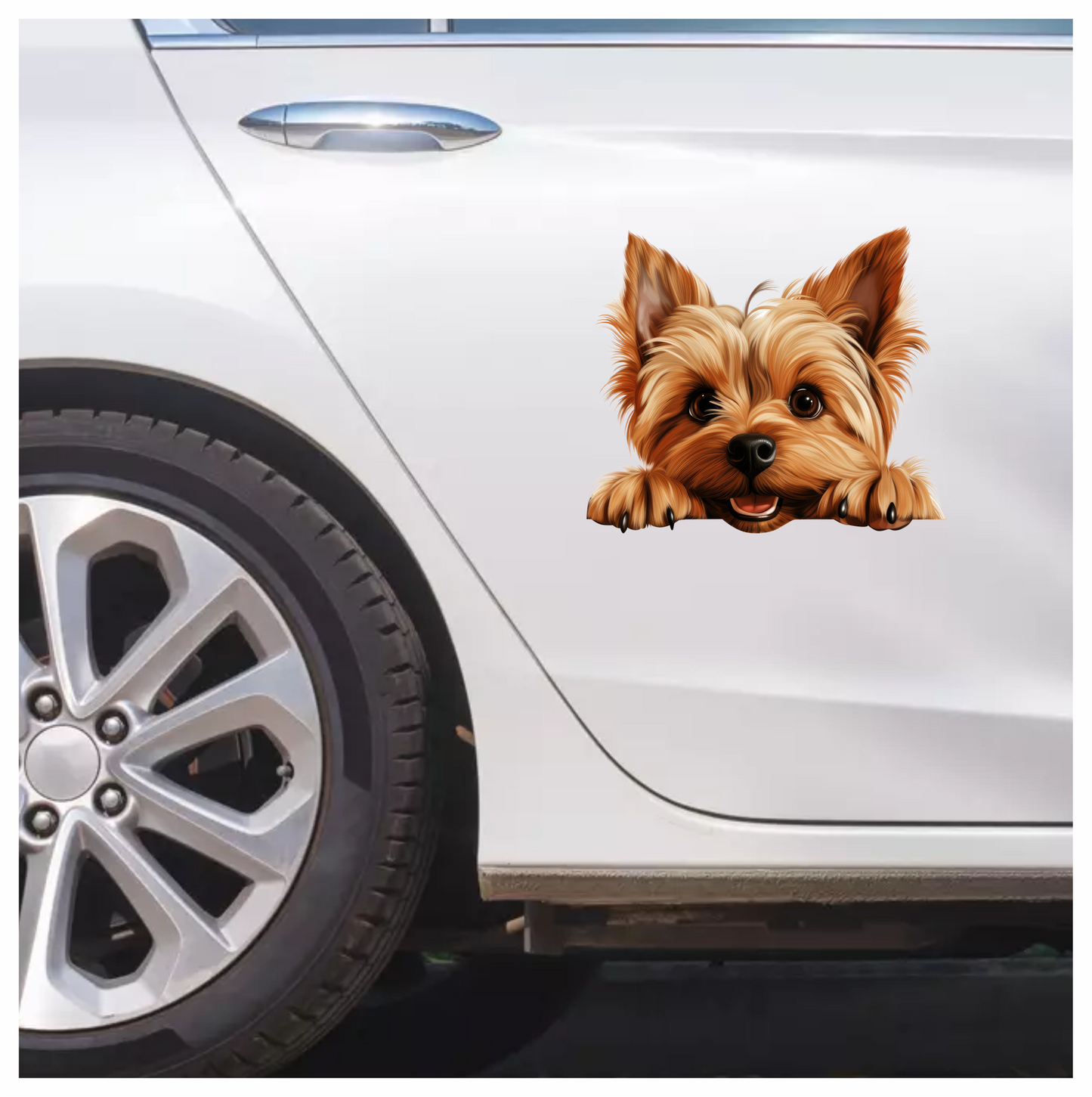 Brown Cute Dog Yorkshire Terrier Smiling Vinyl Sticker Decal