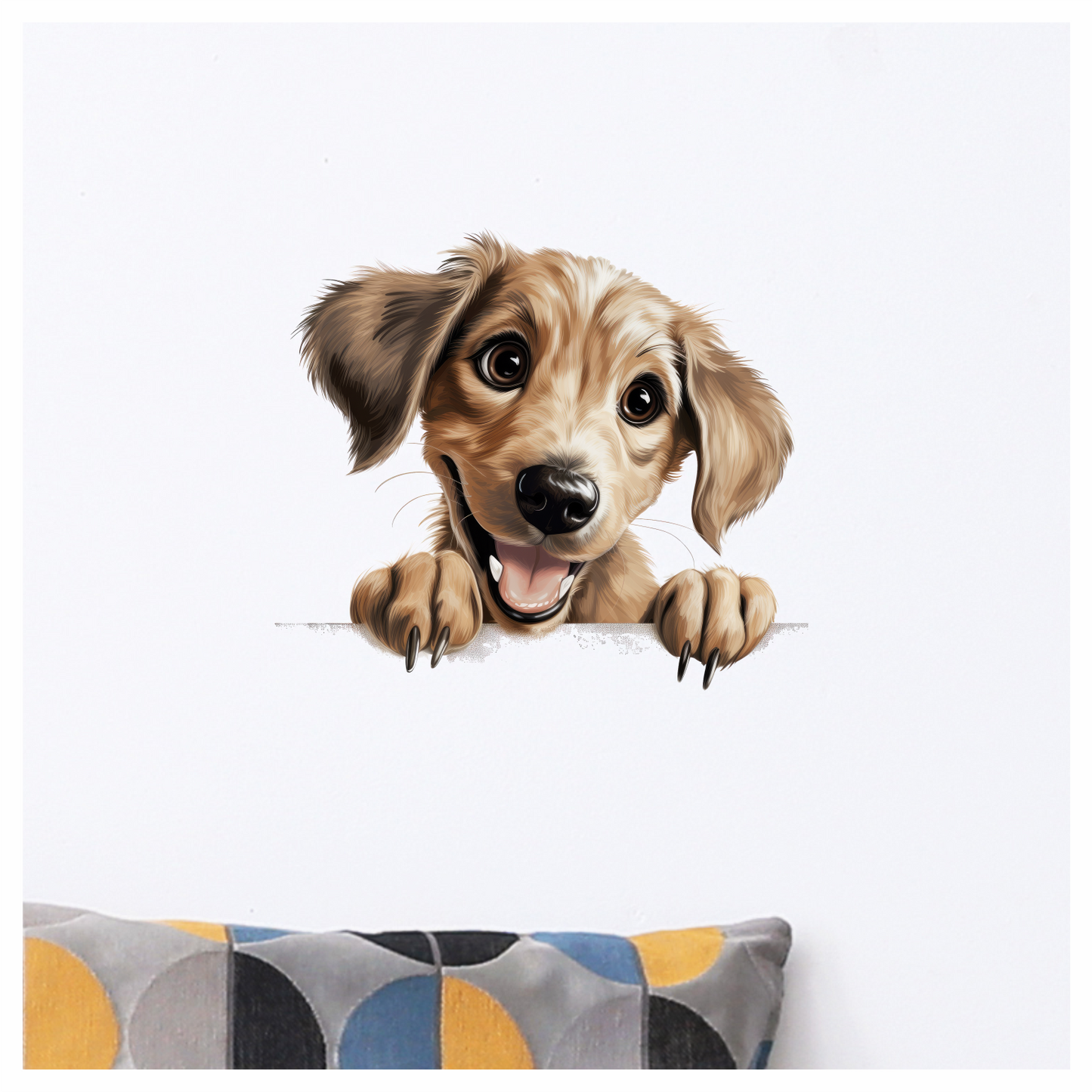 Brown Dog Puppy Cartoon Happy Vinyl Sticker Decal