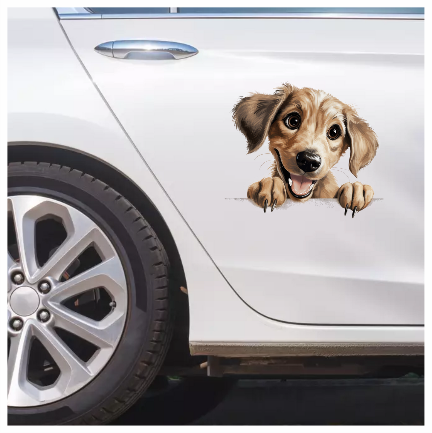 Brown Dog Puppy Cartoon Happy Vinyl Sticker Decal