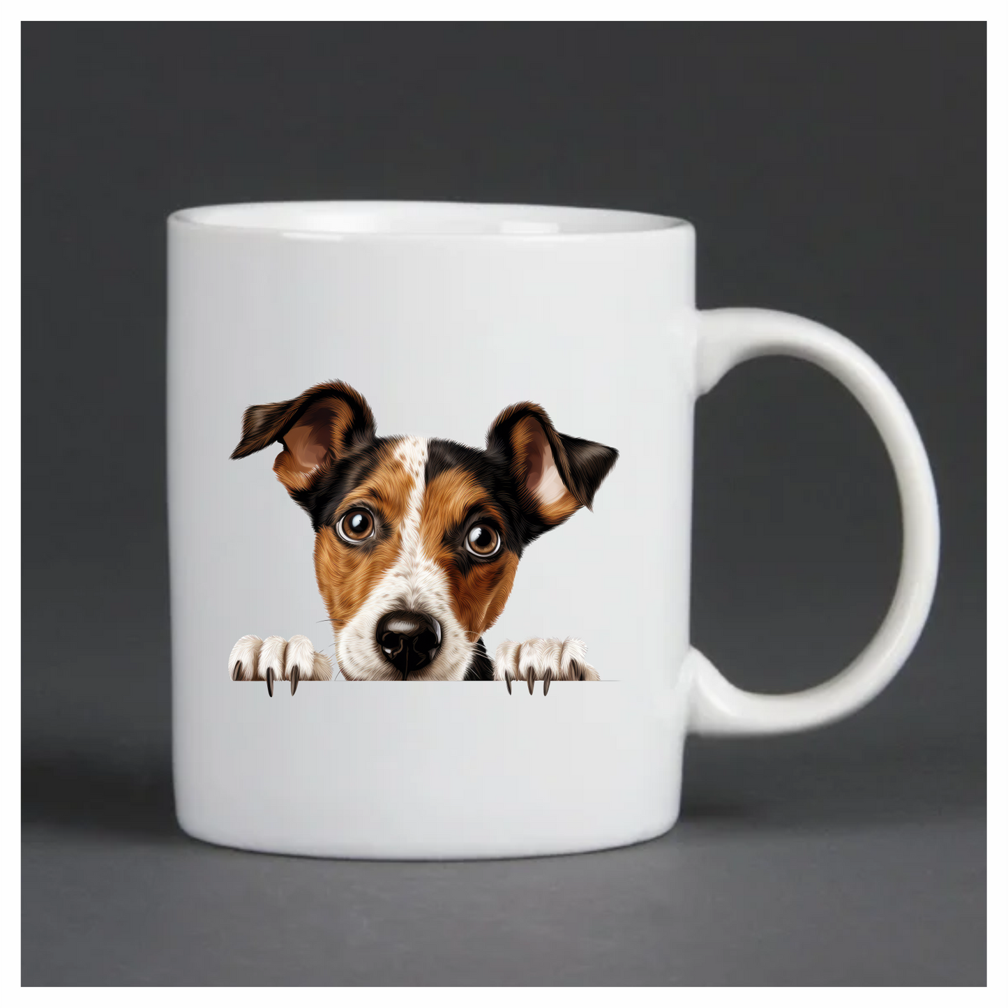 Brown White Dog JackRussell Curious Vinyl Sticker Decal