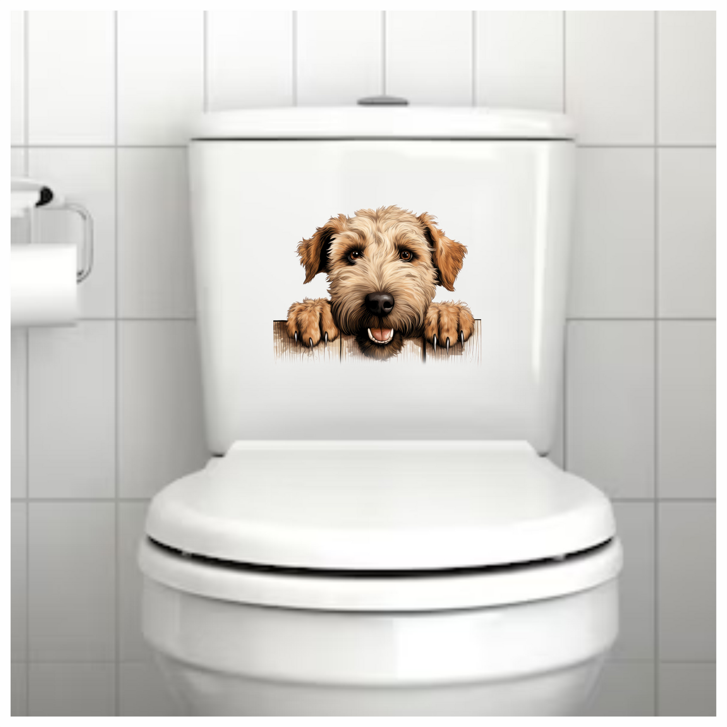 Brown Dog Terrier Fence Happy Vinyl Sticker Decal