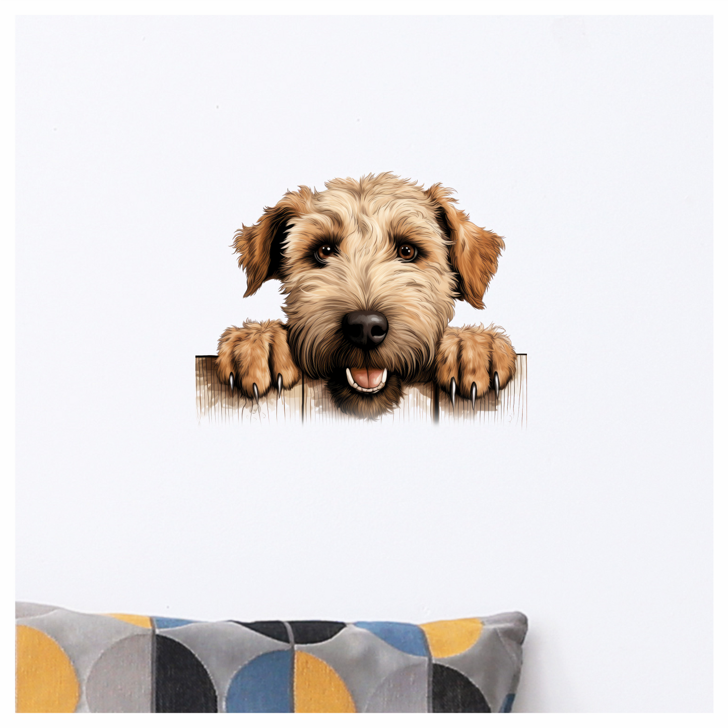Brown Dog Terrier Fence Happy Vinyl Sticker Decal