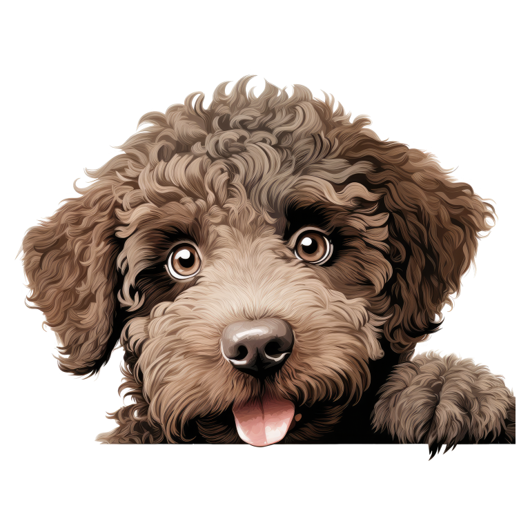 Brown Dog Poodle Head Tongue Out Vinyl Sticker Decal