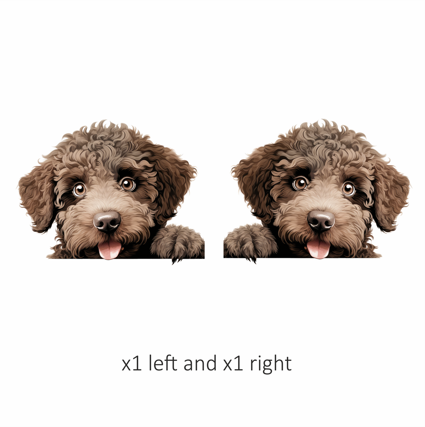 Brown Dog Poodle Head Tongue Out Vinyl Sticker Decal