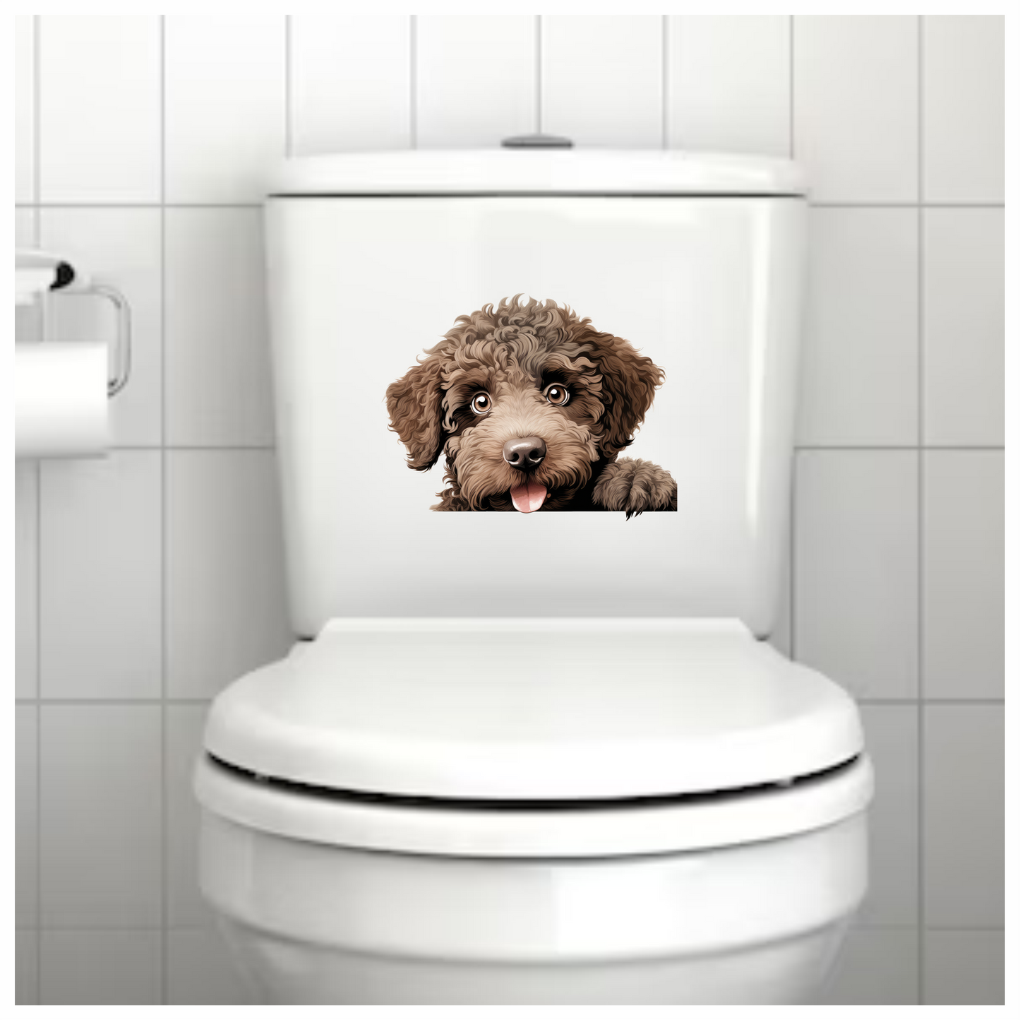 Brown Dog Poodle Head Tongue Out Vinyl Sticker Decal