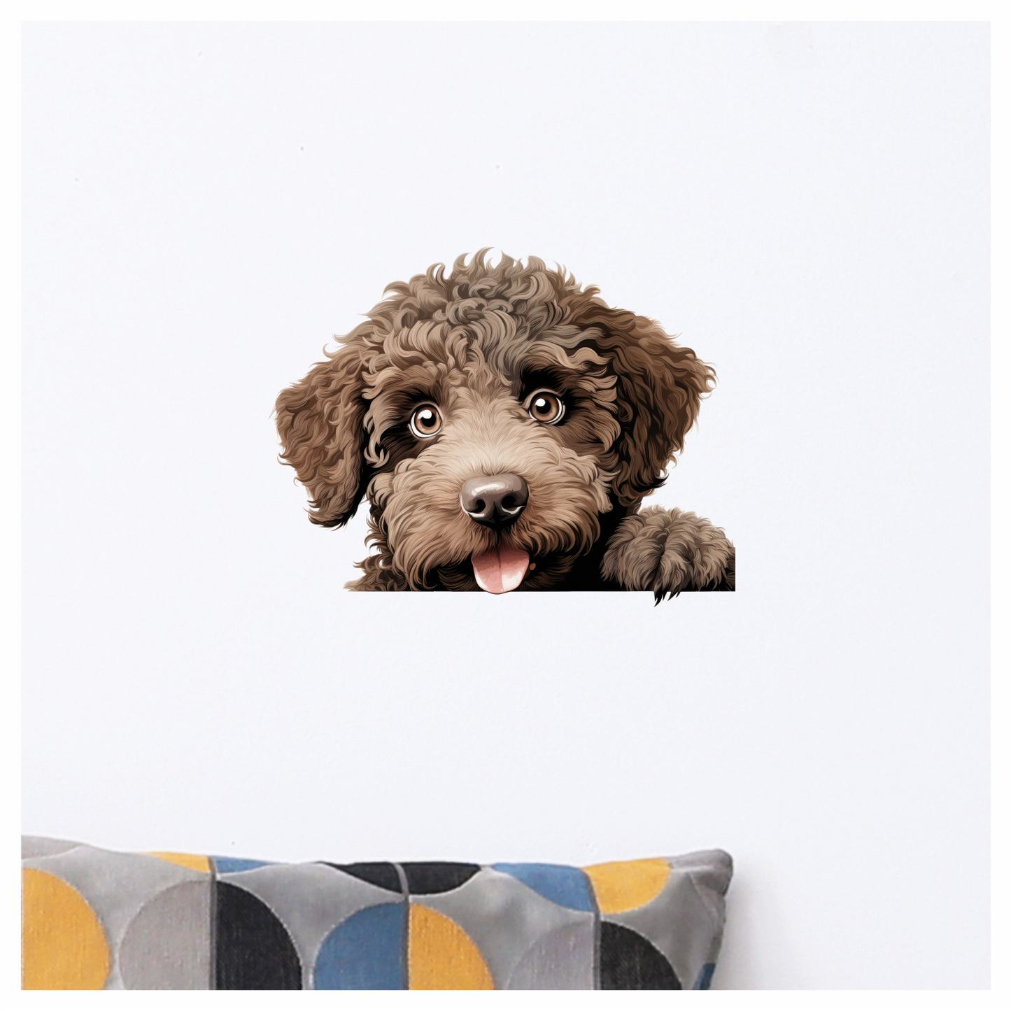 Brown Dog Poodle Head Tongue Out Vinyl Sticker Decal