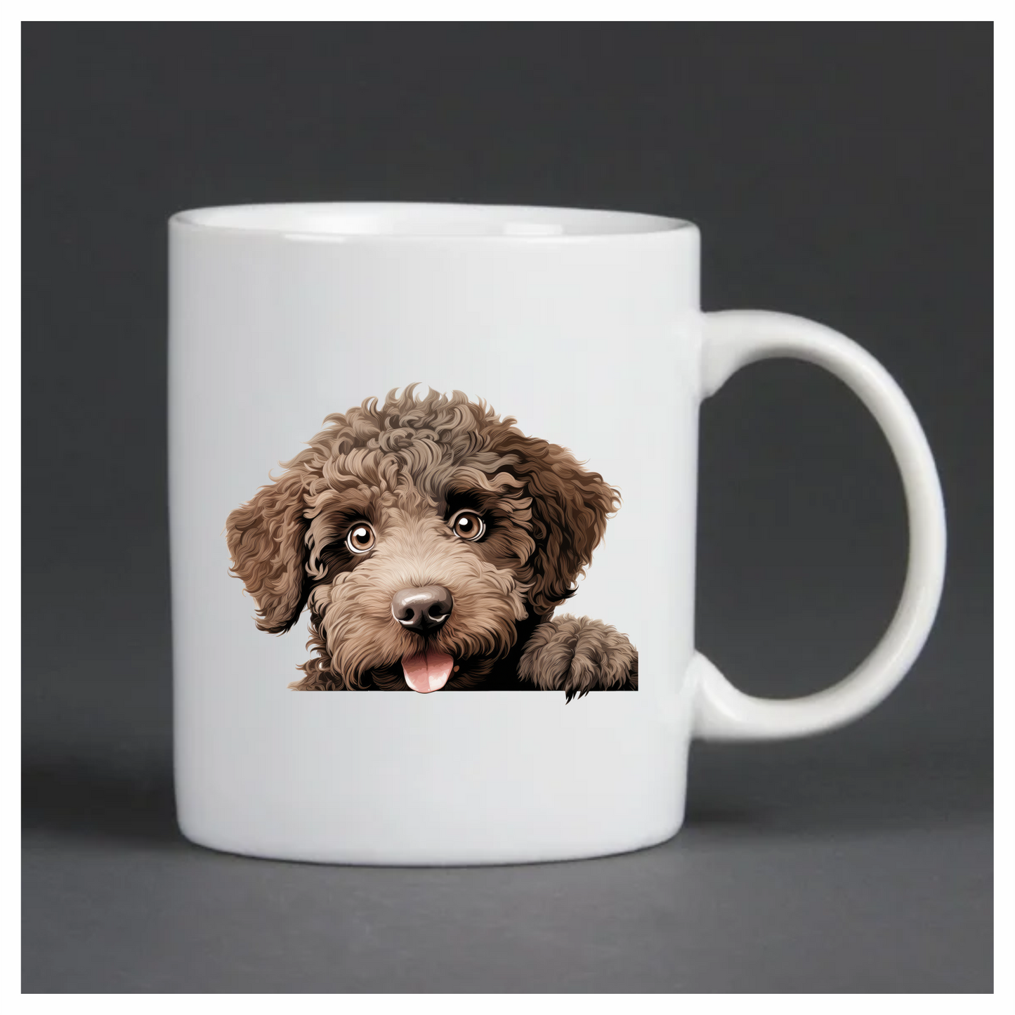 Brown Dog Poodle Head Tongue Out Vinyl Sticker Decal
