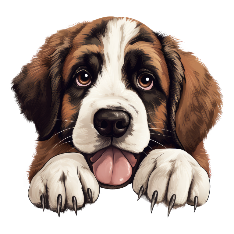 Brown White Dog Saint Bernard Puppy Vinyl Sticker Decal