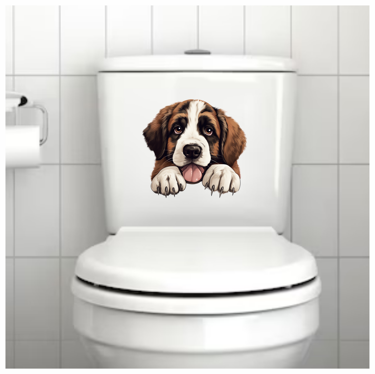 Brown White Dog Saint Bernard Puppy Vinyl Sticker Decal