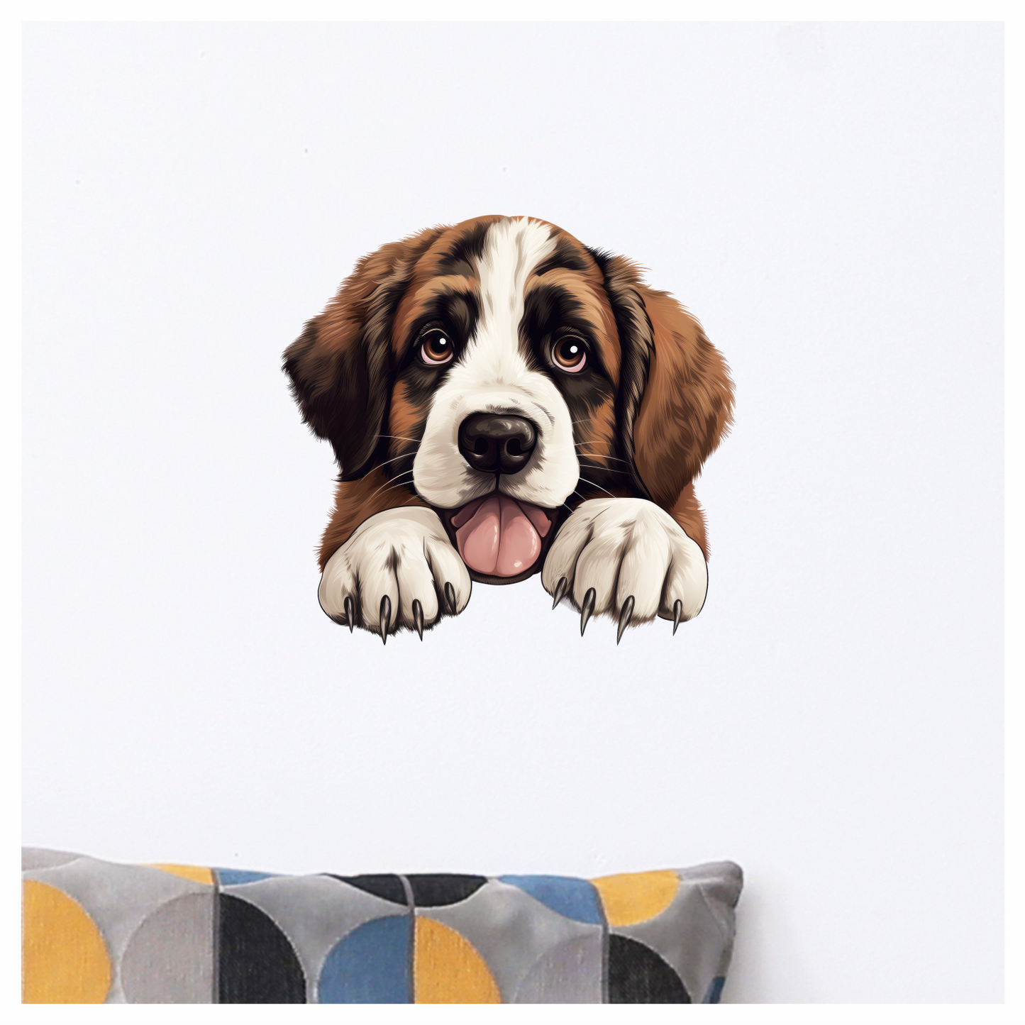 Brown White Dog Saint Bernard Puppy Vinyl Sticker Decal