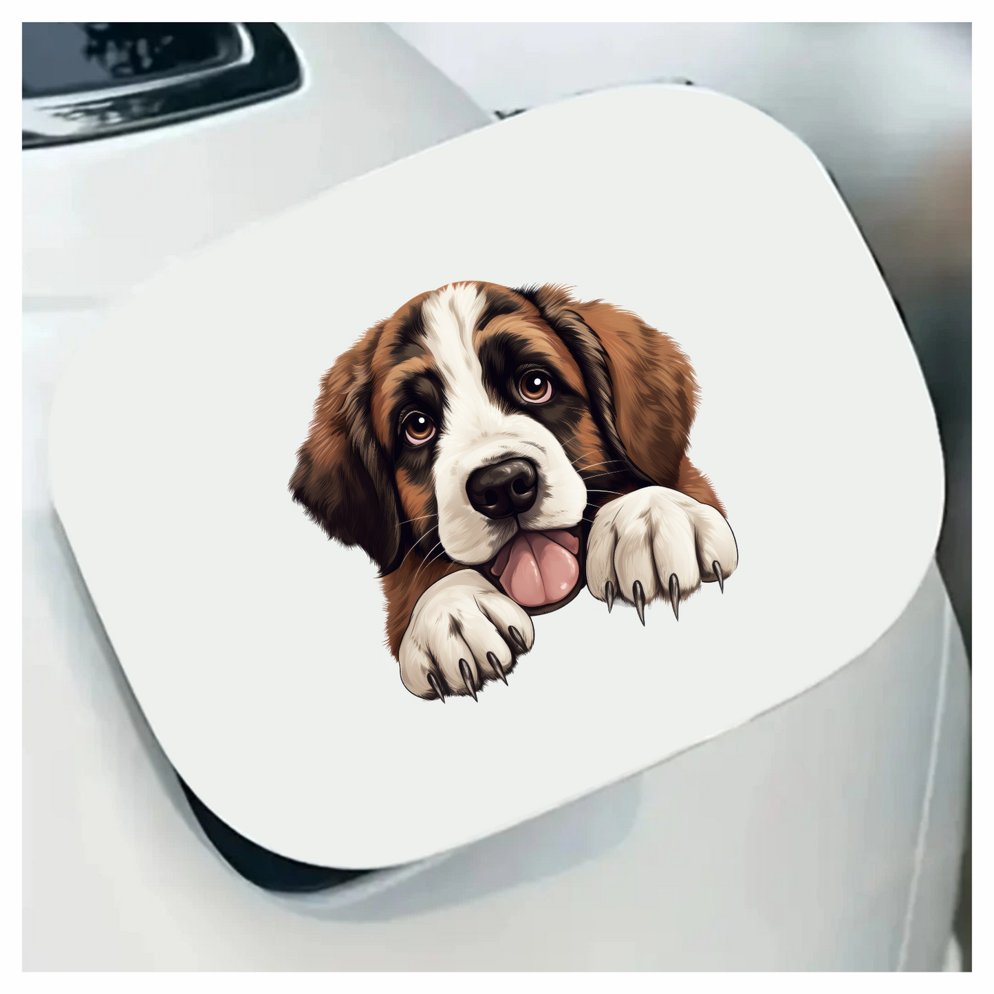 Brown White Dog Saint Bernard Puppy Vinyl Sticker Decal