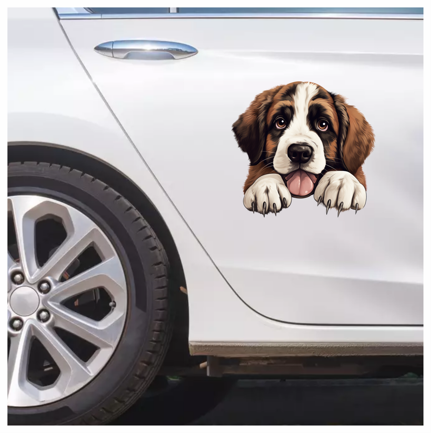 Brown White Dog Saint Bernard Puppy Vinyl Sticker Decal