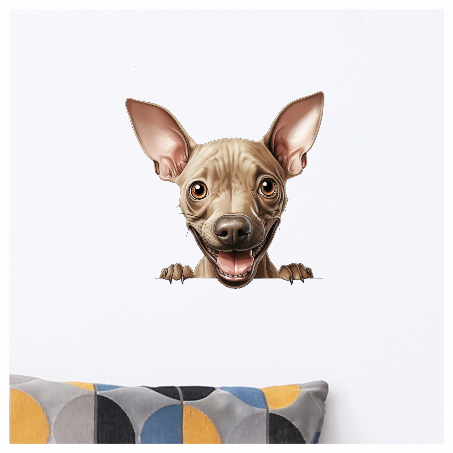 Brown Cartoon Chihuahua Dog Happy Vinyl Sticker Decal