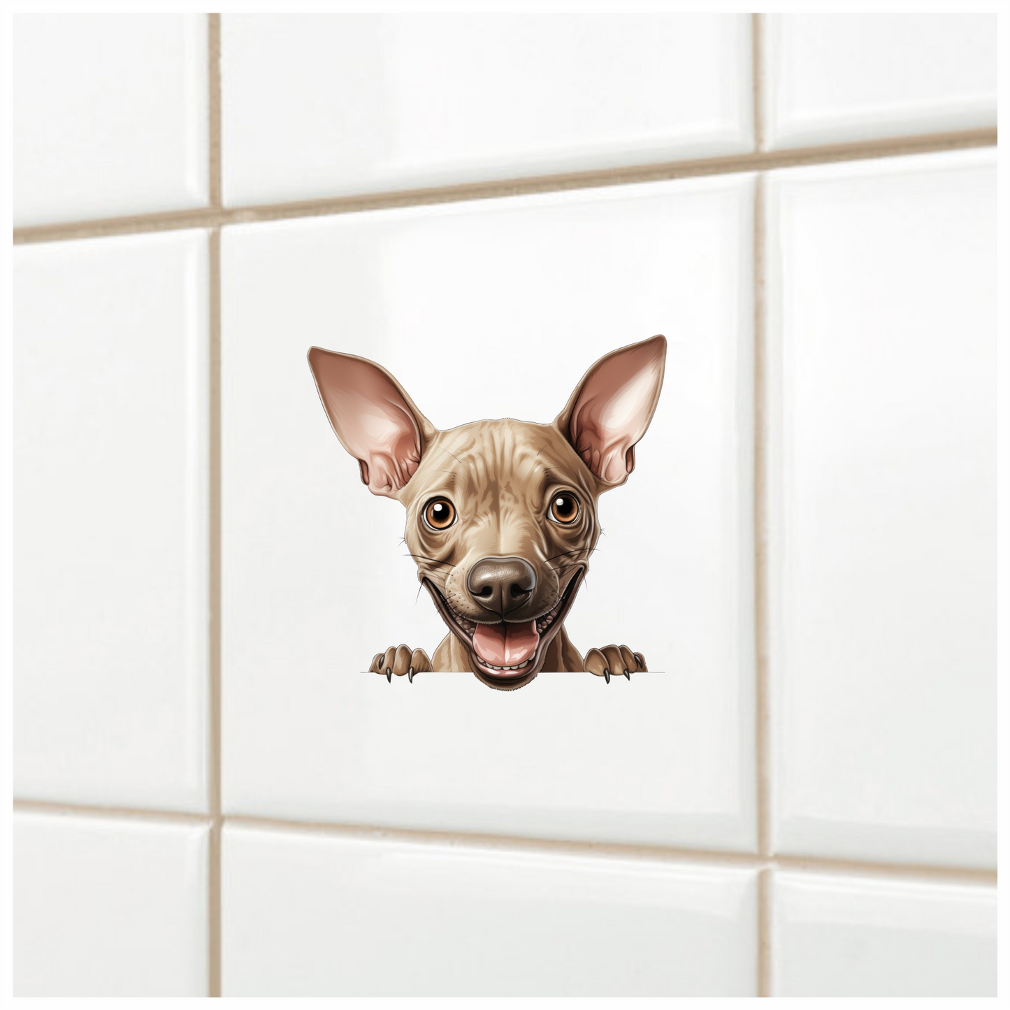 Brown Cartoon Chihuahua Dog Happy Vinyl Sticker Decal