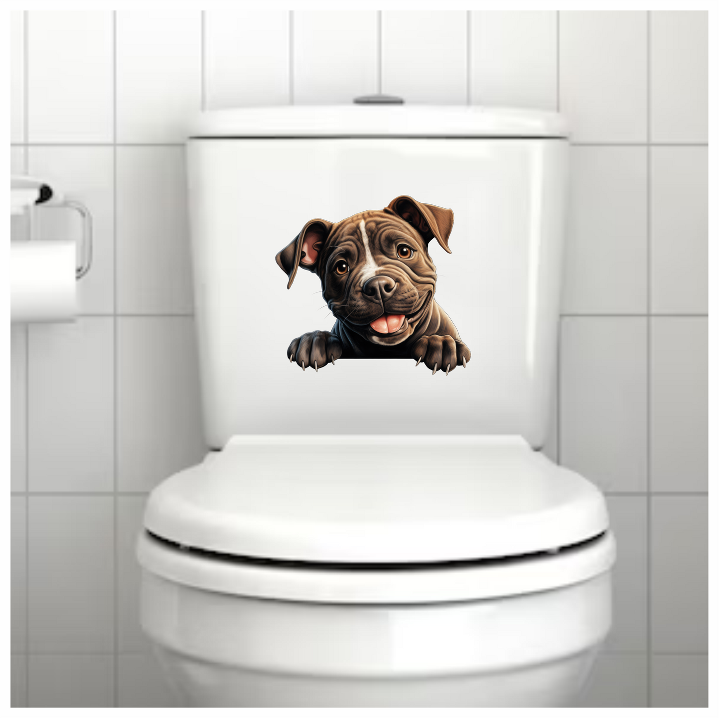 Brown Puppy Bulldog Smiling Cute Vinyl Sticker Decal
