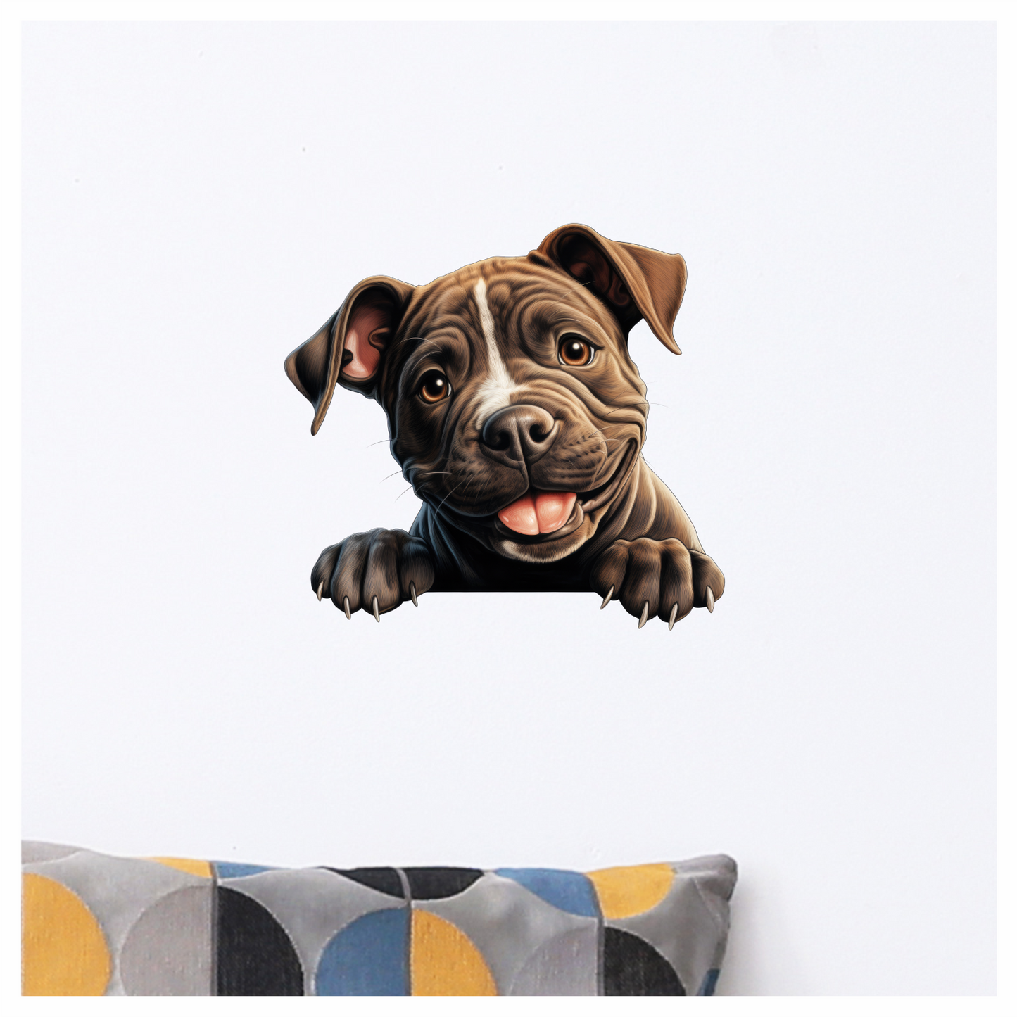 Brown Puppy Bulldog Smiling Cute Vinyl Sticker Decal