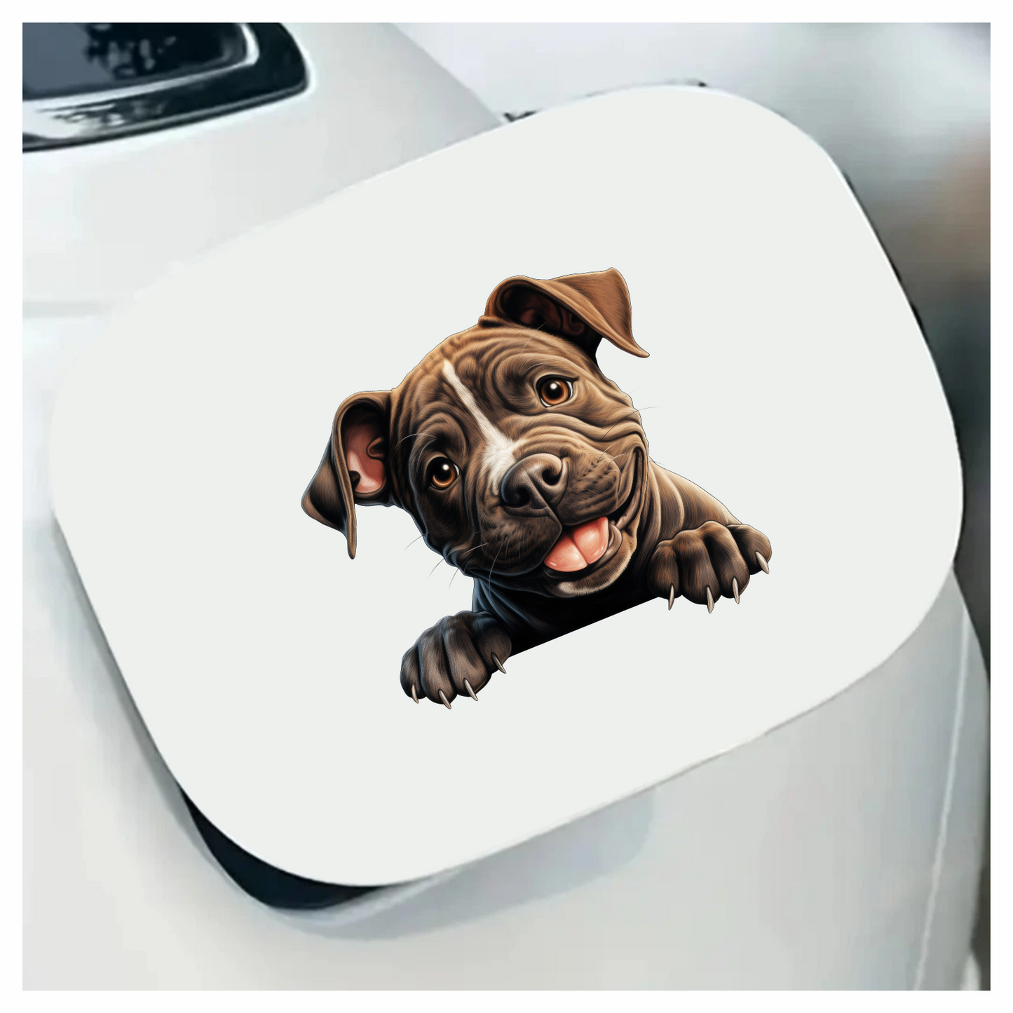 Brown Puppy Bulldog Smiling Cute Vinyl Sticker Decal