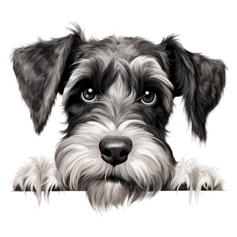 Black White Dog Schnauzer Face Vinyl Sticker Decal