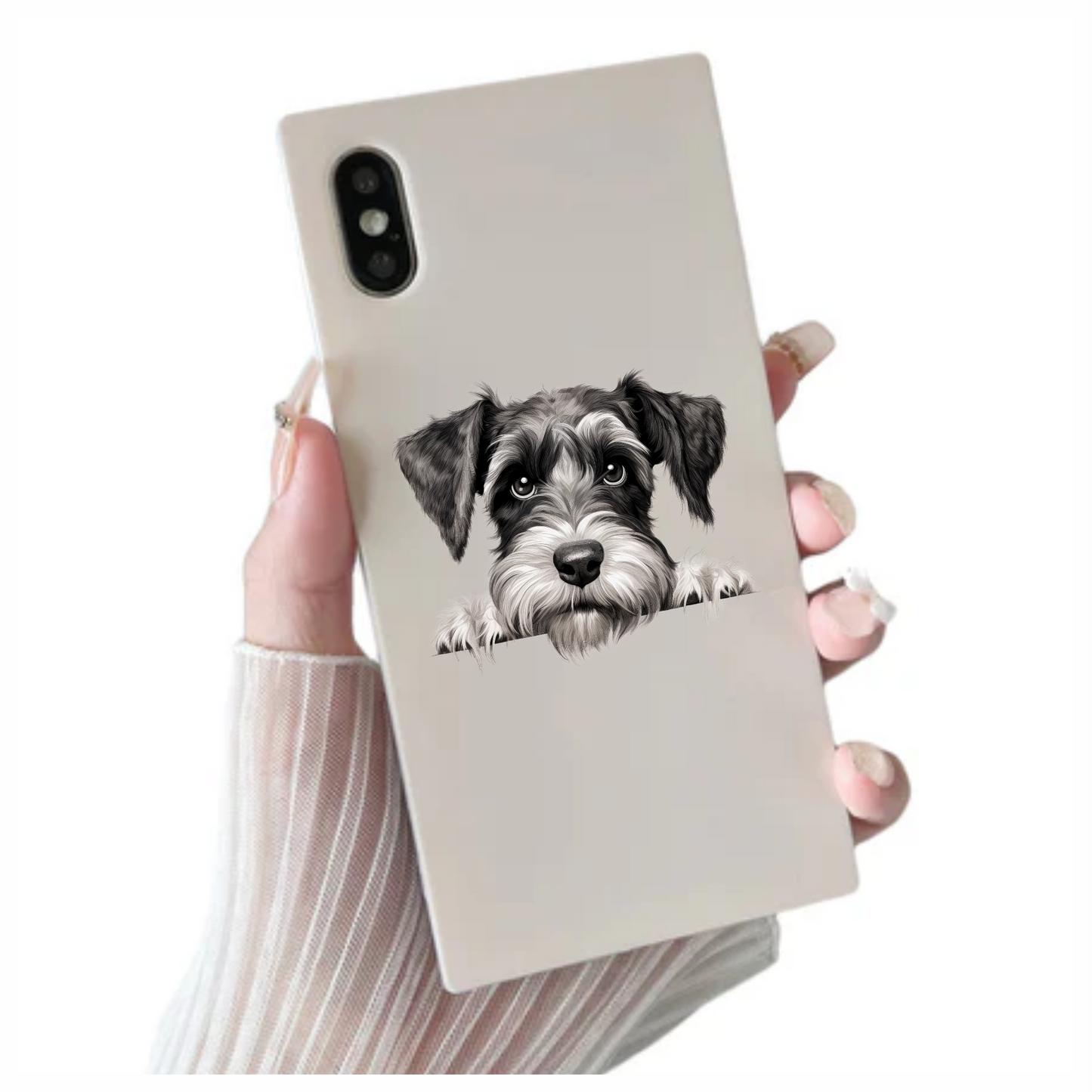 Black White Dog Schnauzer Face Vinyl Sticker Decal