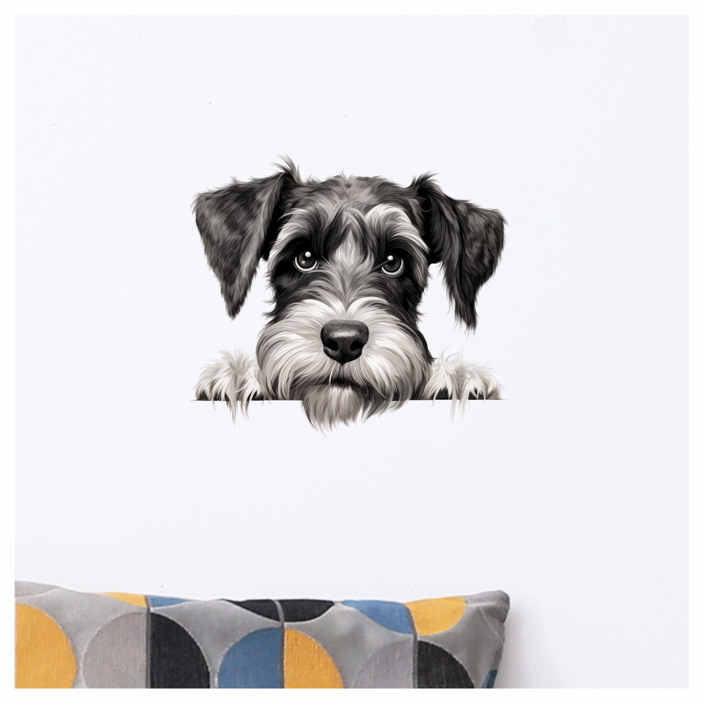 Black White Dog Schnauzer Face Vinyl Sticker Decal
