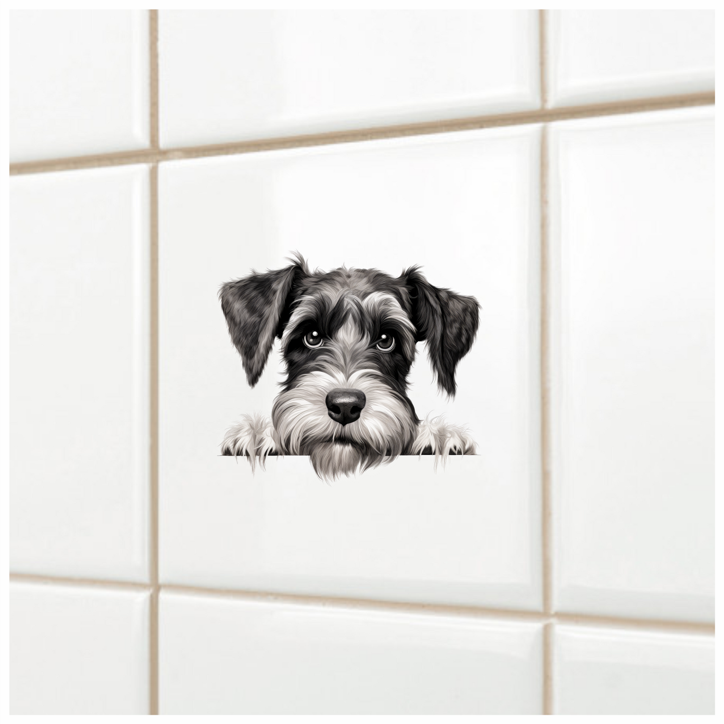 Black White Dog Schnauzer Face Vinyl Sticker Decal