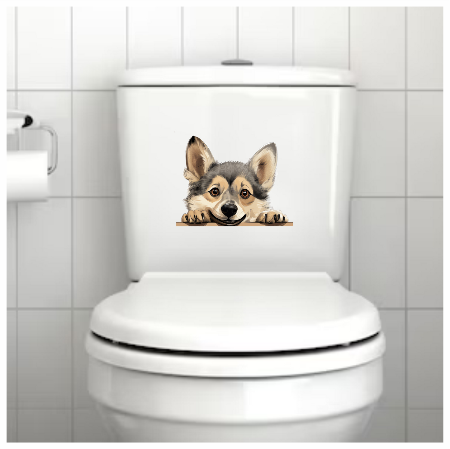 Brown Cute Dog Corgi Face Vinyl Sticker Decal