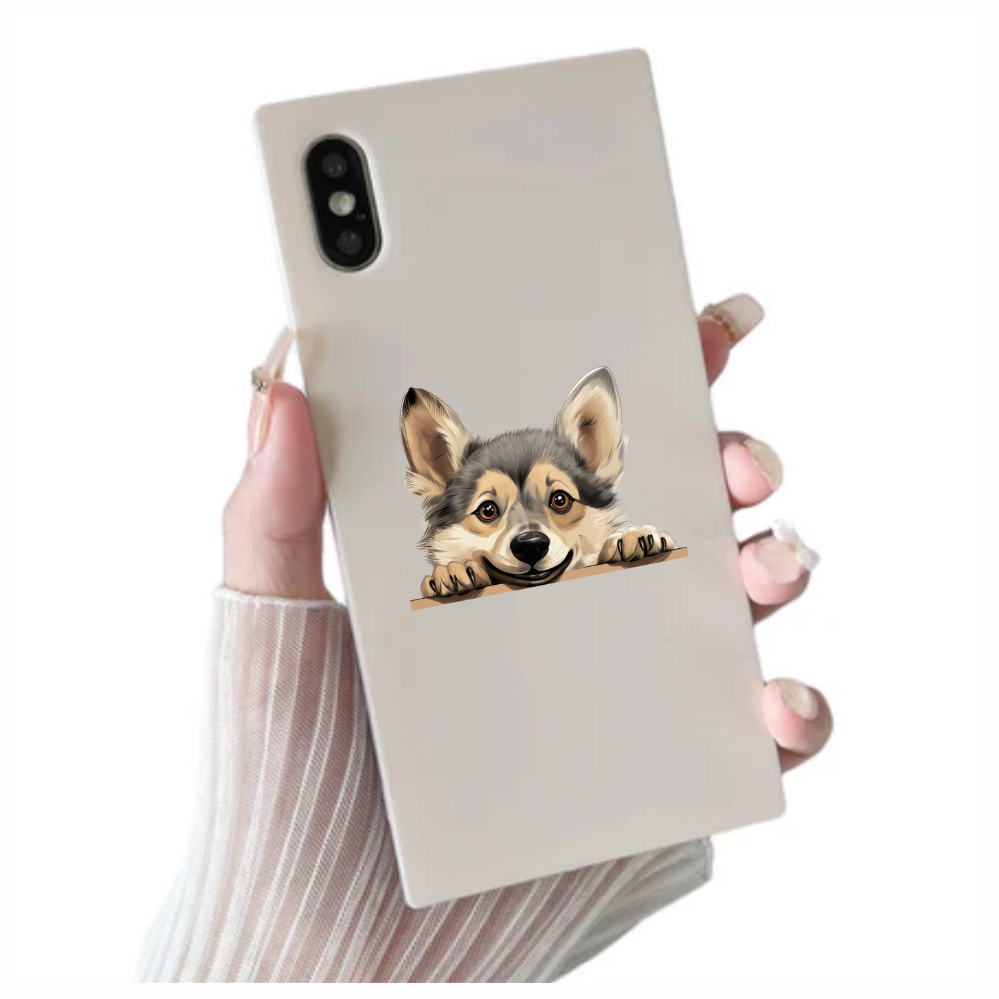 Brown Cute Dog Corgi Face Vinyl Sticker Decal