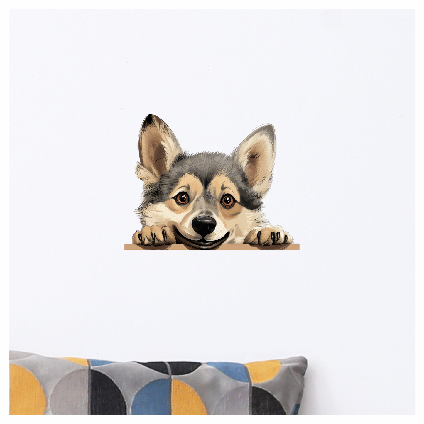 Brown Cute Dog Corgi Face Vinyl Sticker Decal