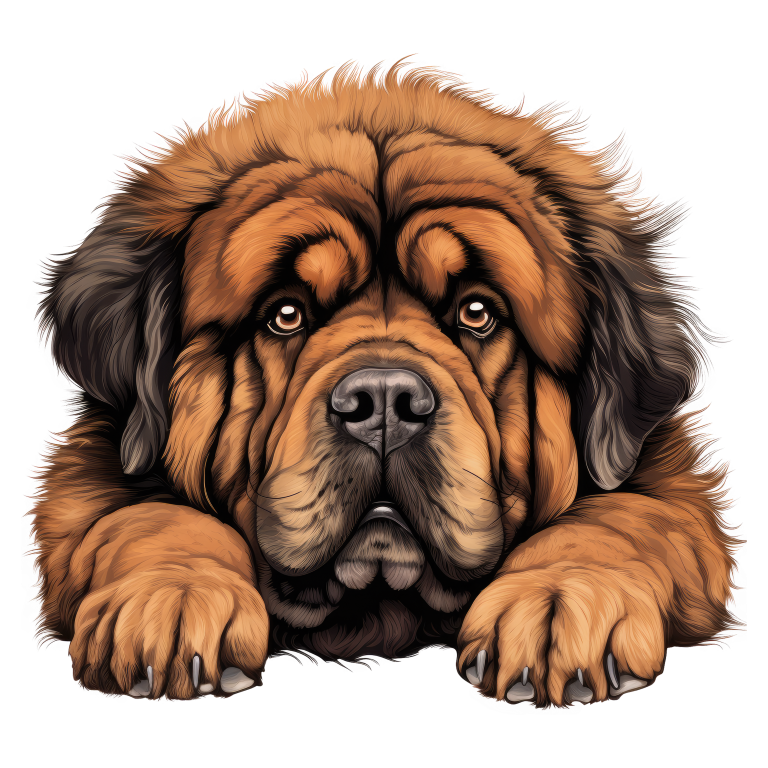 Brown Dog Tibetan Mastiff Portrait Vinyl Sticker Decal