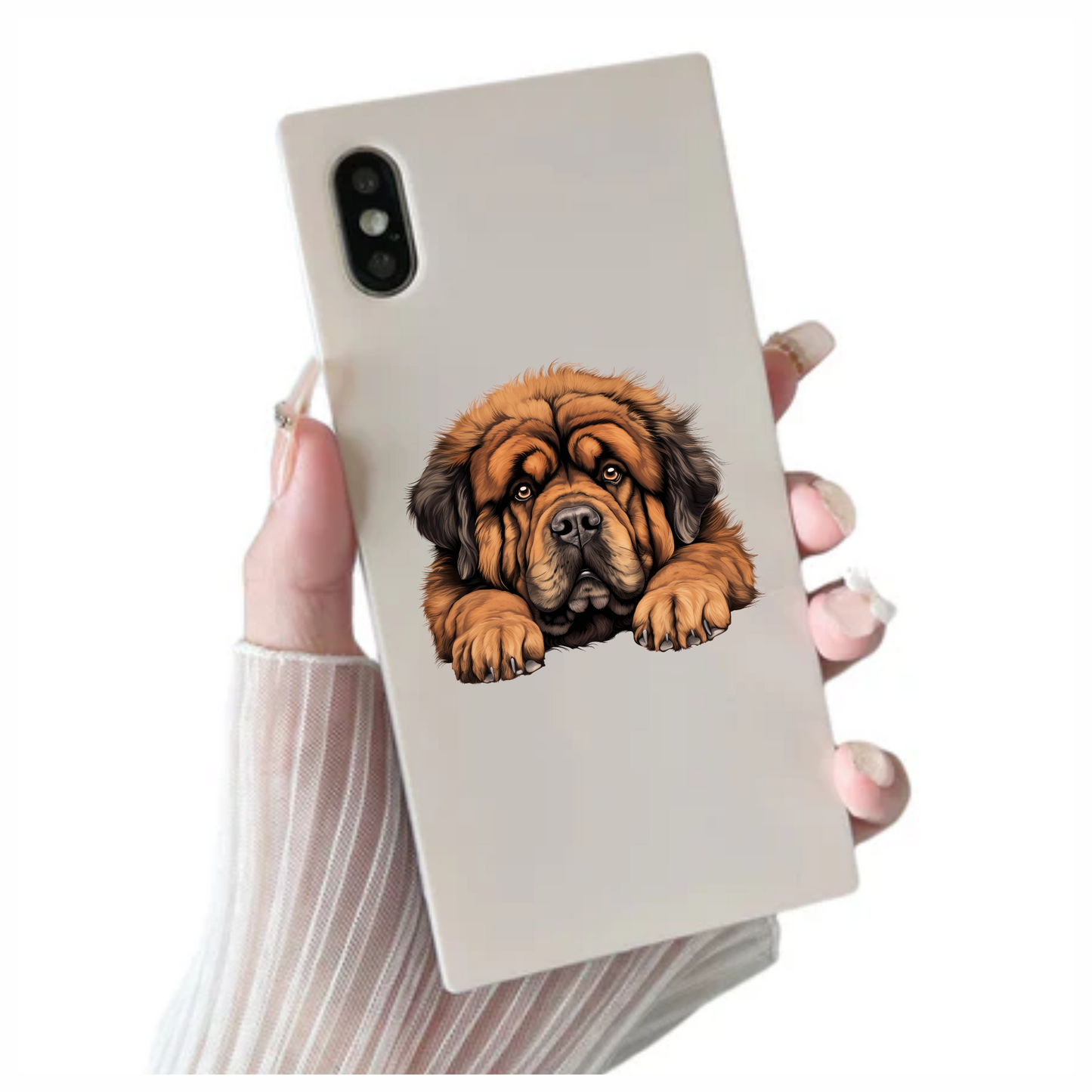 Brown Dog Tibetan Mastiff Portrait Vinyl Sticker Decal