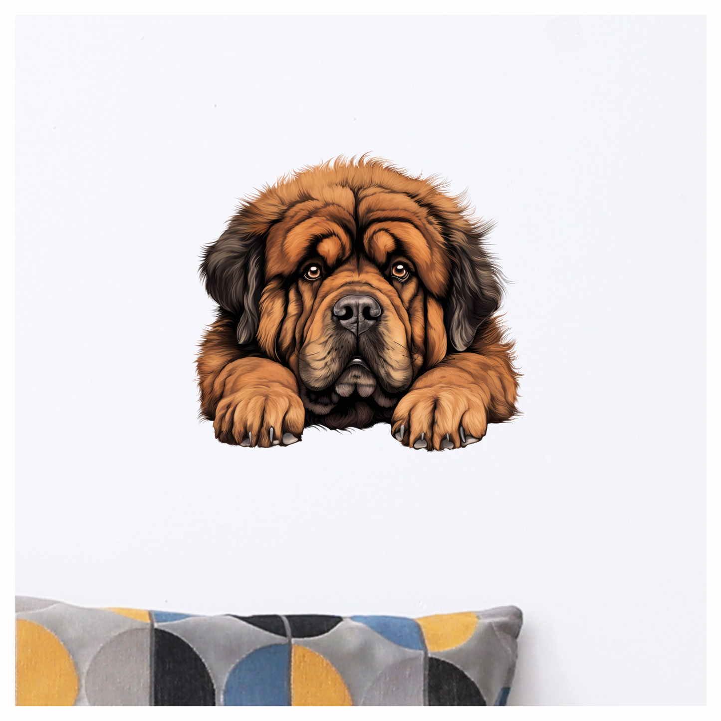 Brown Dog Tibetan Mastiff Portrait Vinyl Sticker Decal