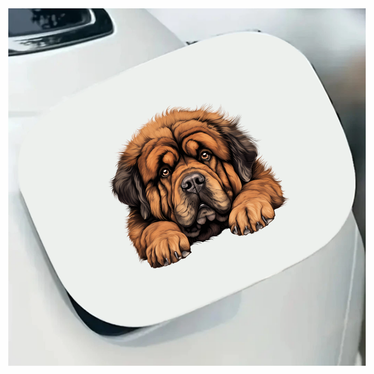 Brown Dog Tibetan Mastiff Portrait Vinyl Sticker Decal