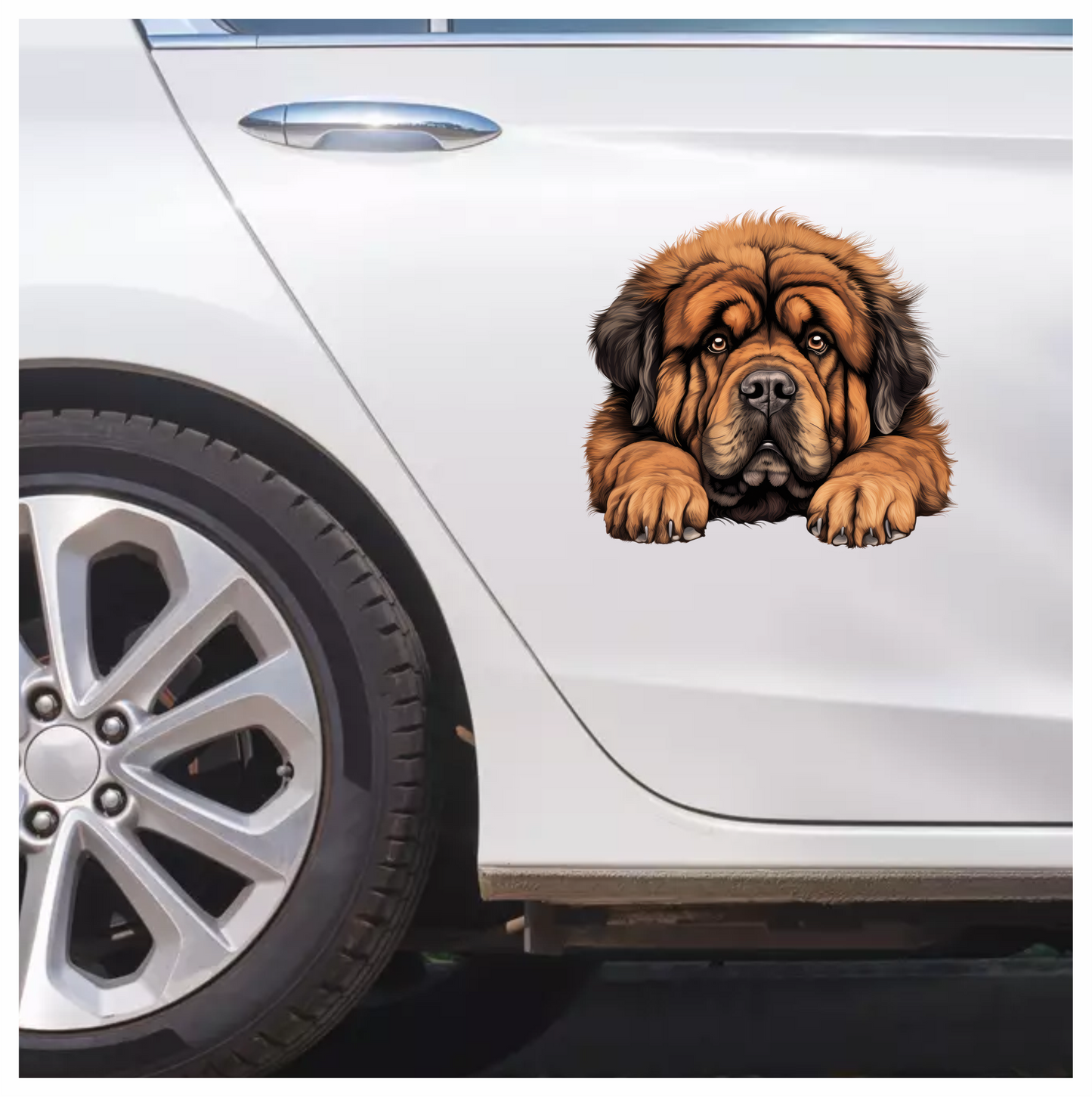 Brown Dog Tibetan Mastiff Portrait Vinyl Sticker Decal