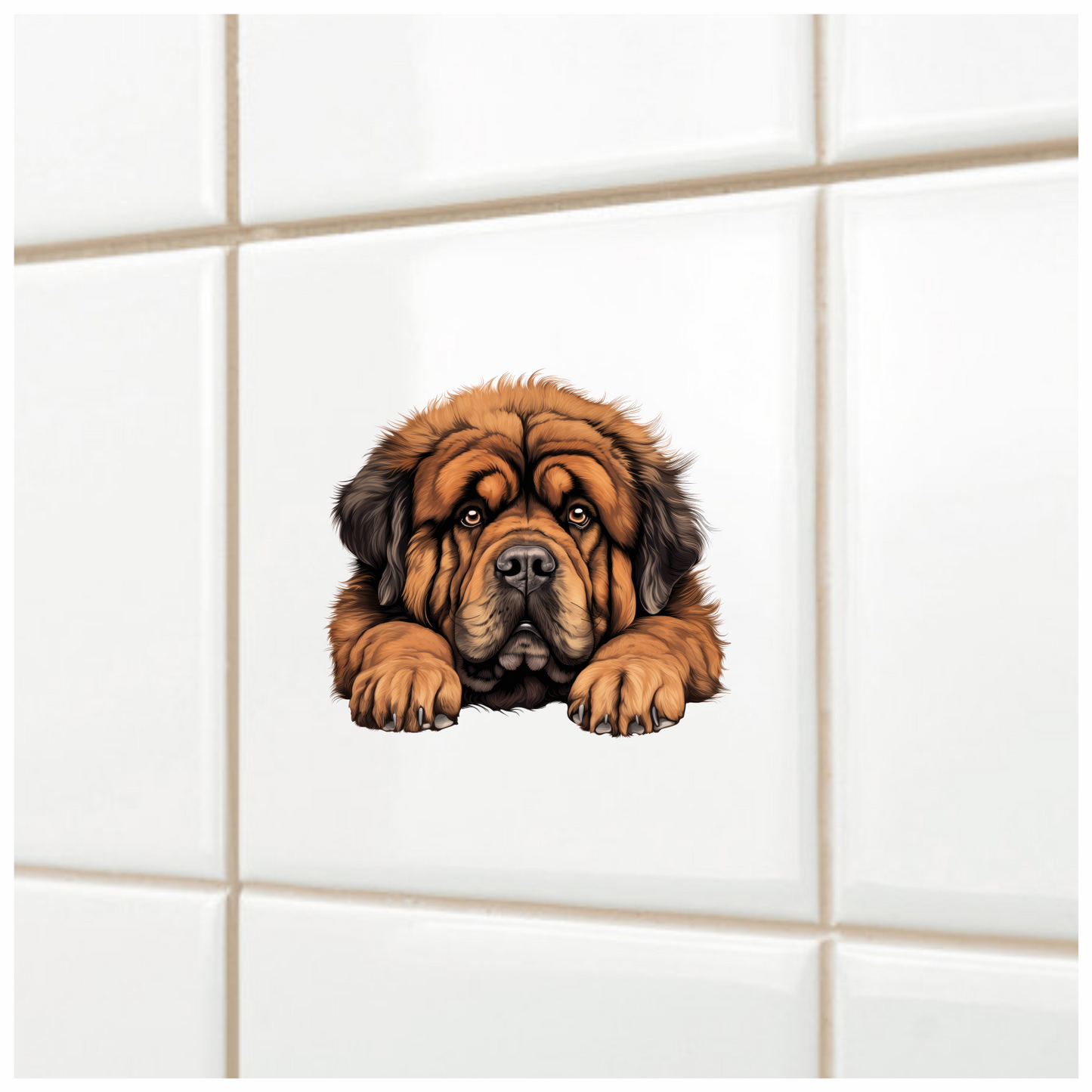 Brown Dog Tibetan Mastiff Portrait Vinyl Sticker Decal
