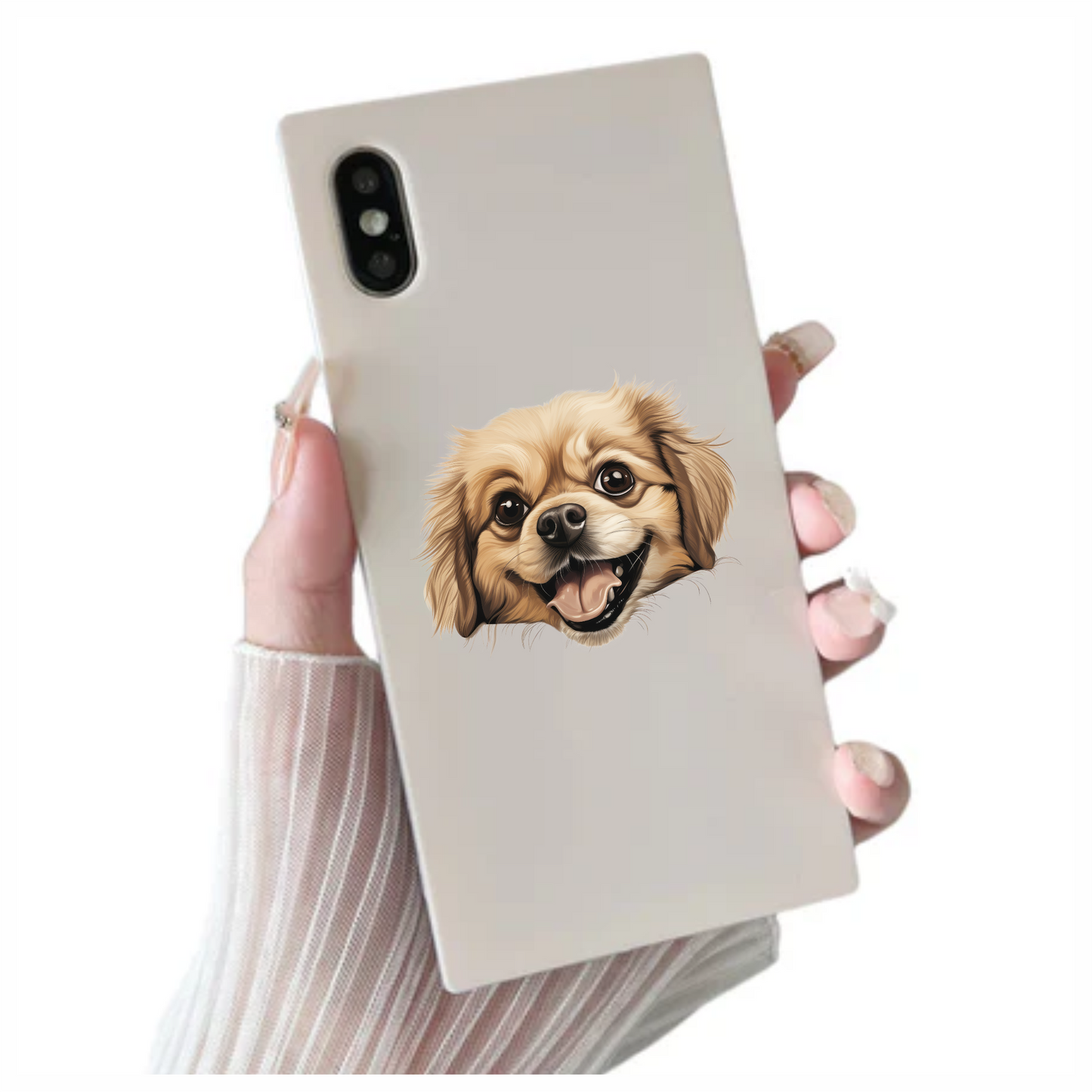 Beige Dog Spaniel Happy Face Vinyl Sticker Decal