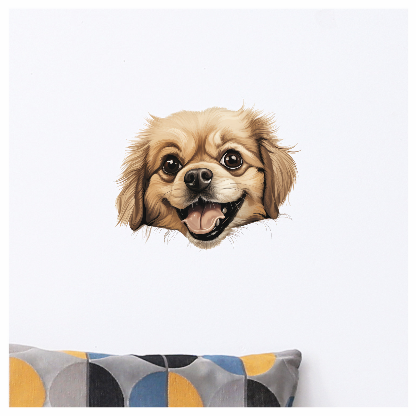 Beige Dog Spaniel Happy Face Vinyl Sticker Decal