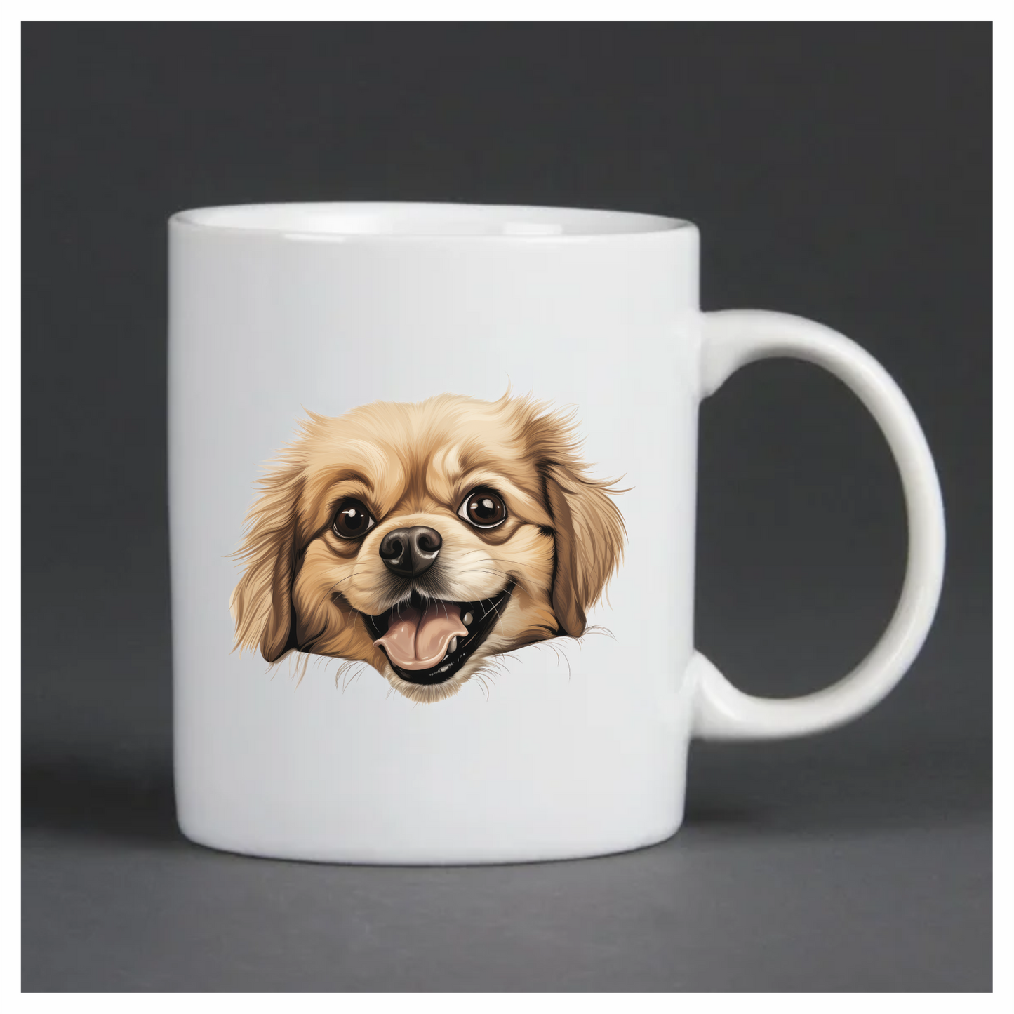 Beige Dog Spaniel Happy Face Vinyl Sticker Decal