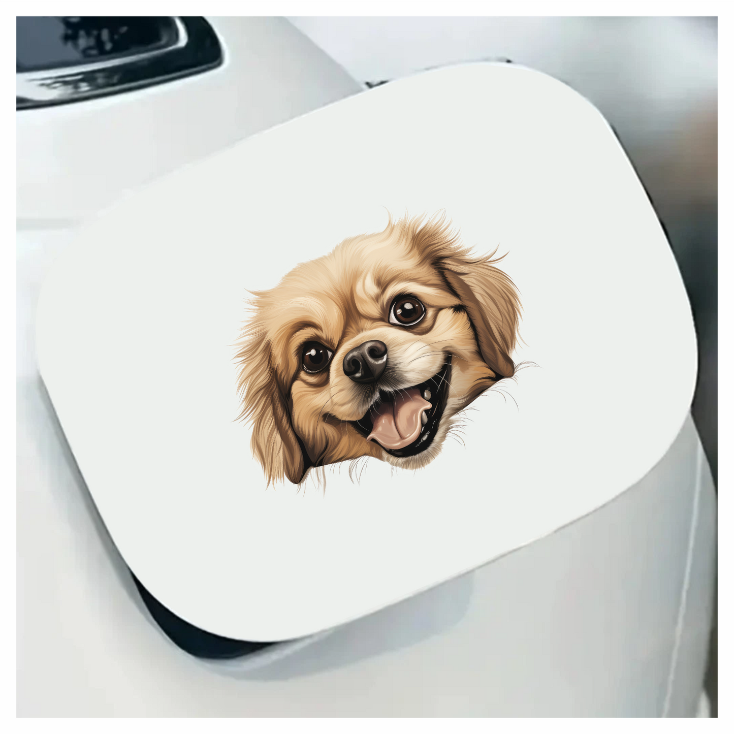 Beige Dog Spaniel Happy Face Vinyl Sticker Decal